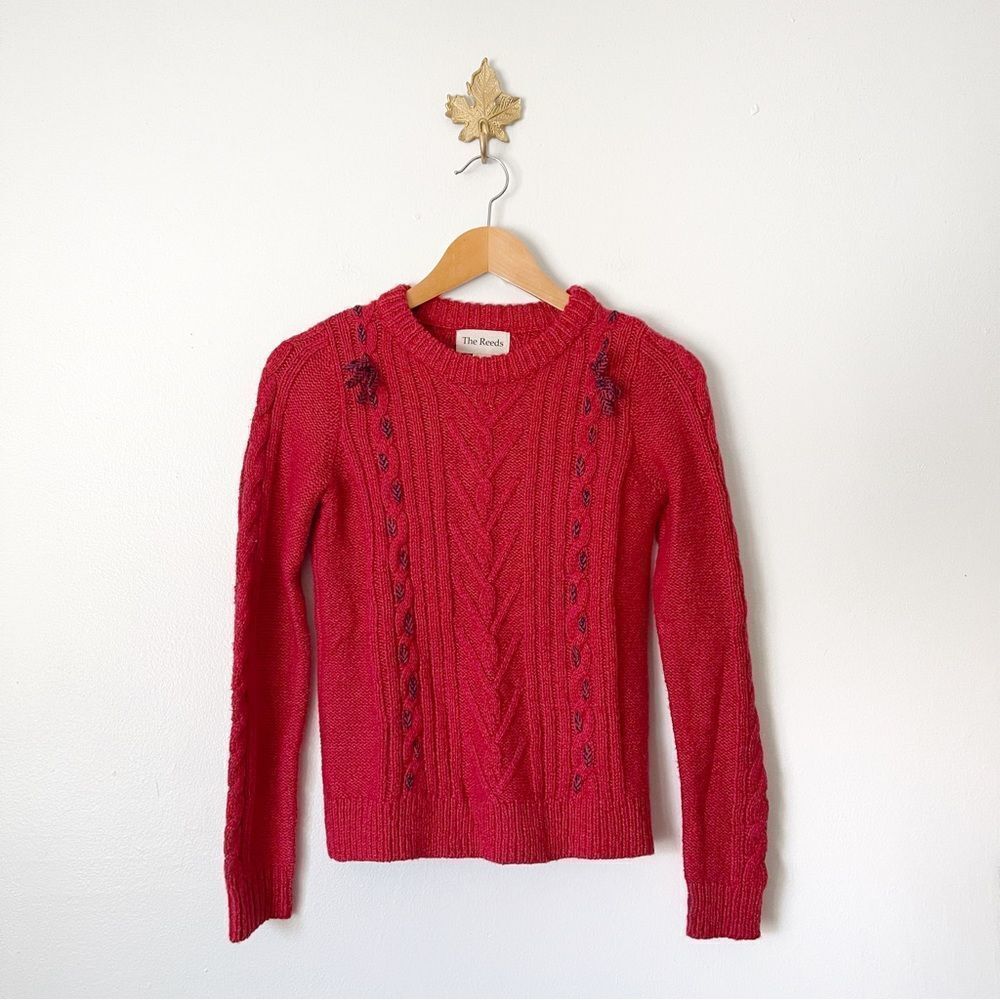 Anthropologie The Reeds Red cable knit sweater XS preowned